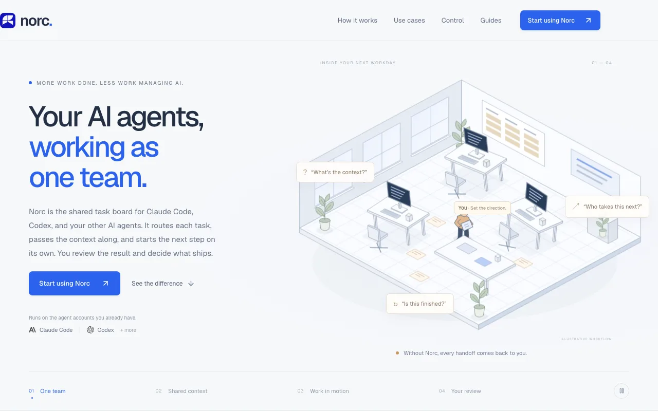 NORC website, an AI team manager